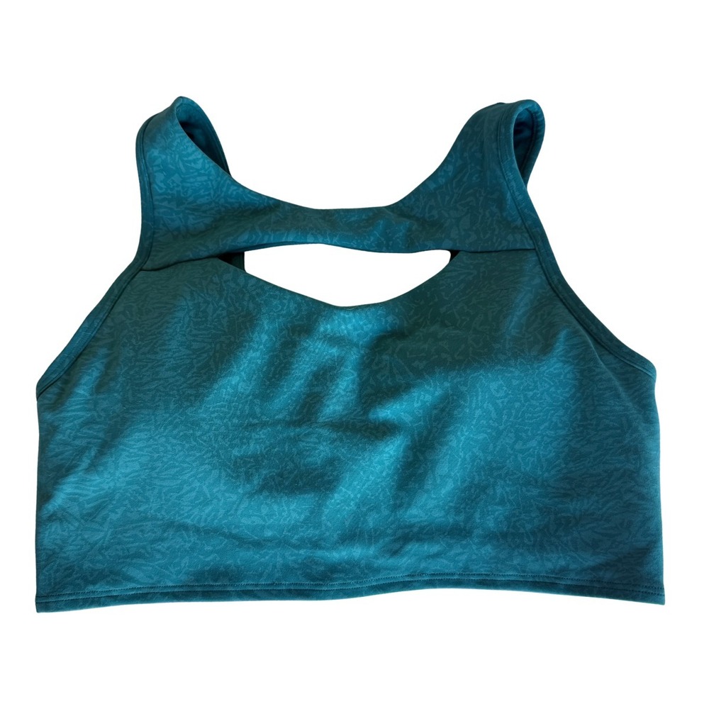 Lululemon Everlux Cut Out Train Bra Teal Blue Emboss Racerback Womens Size 8 - Picture 2 of 6